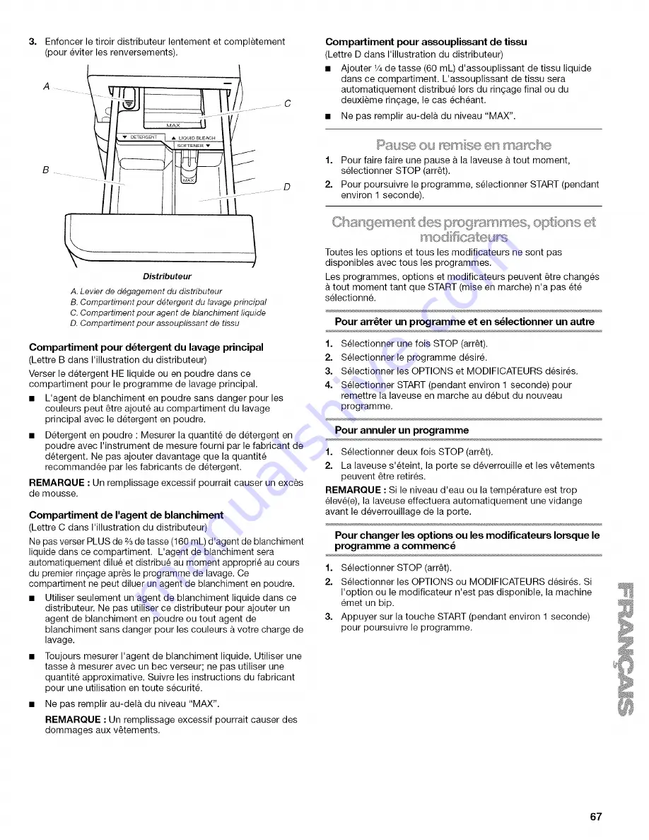 Kenmore 4753 - 3.6 cu. Ft. HE2 Use And Care Manual Download Page 67