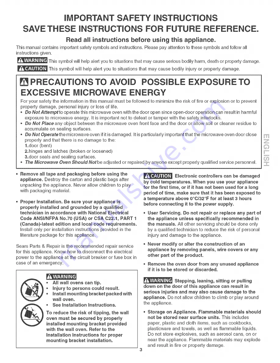 Kenmore 4785 Use & Care Manual Download Page 3