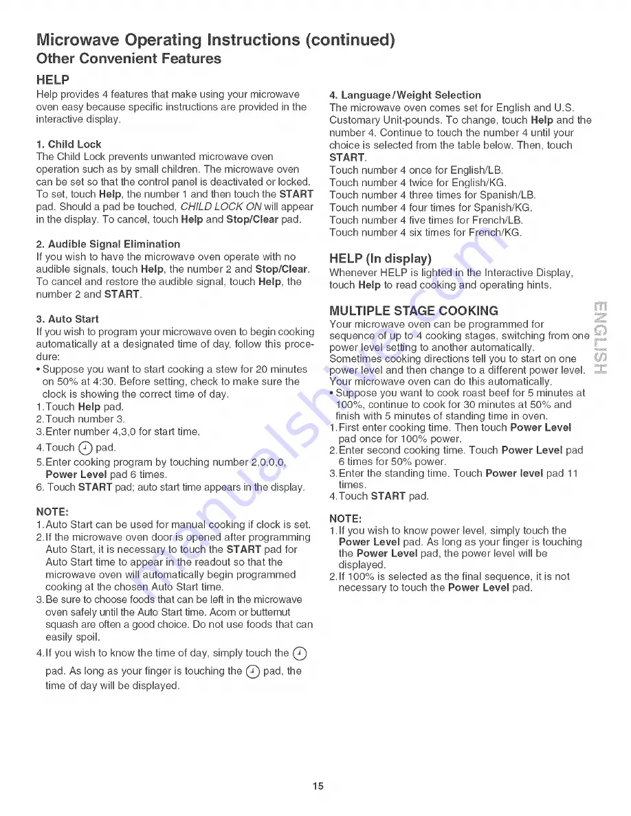 Kenmore 4785 Use & Care Manual Download Page 15