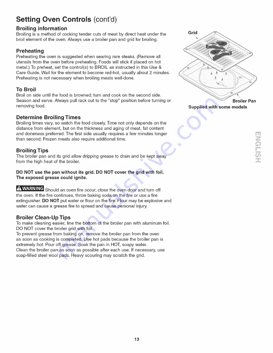 Kenmore 4802 - Elite 27 in. Wall Oven Use And Care Manual Download Page 13