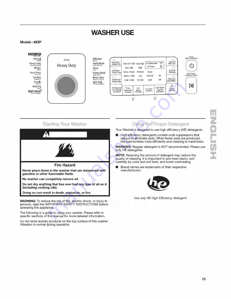 Kenmore 4900 series Скачать руководство пользователя страница 13