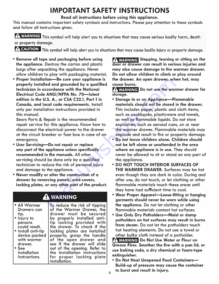 Kenmore 4931 Use And Care Manual Download Page 3