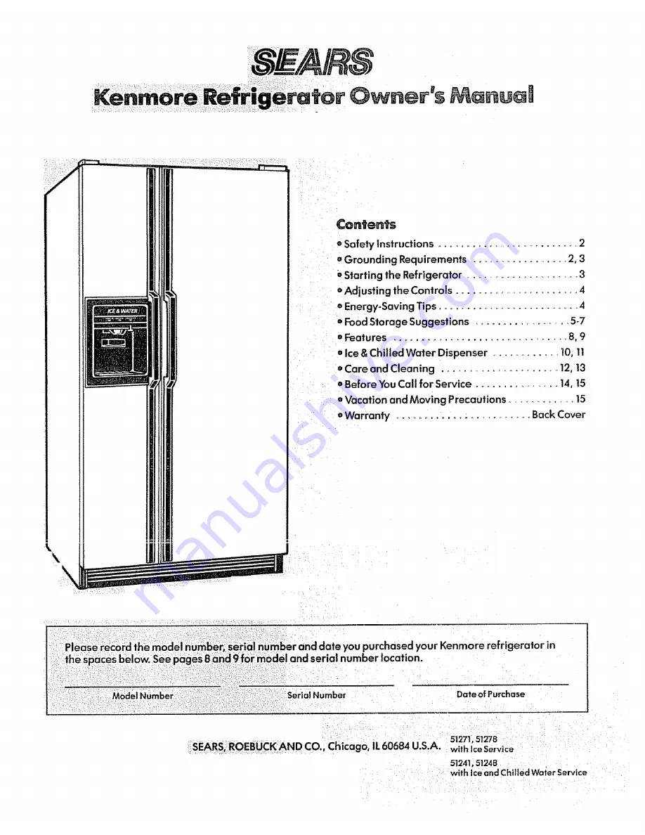 Kenmore 51241 Owner'S Manual Download Page 1