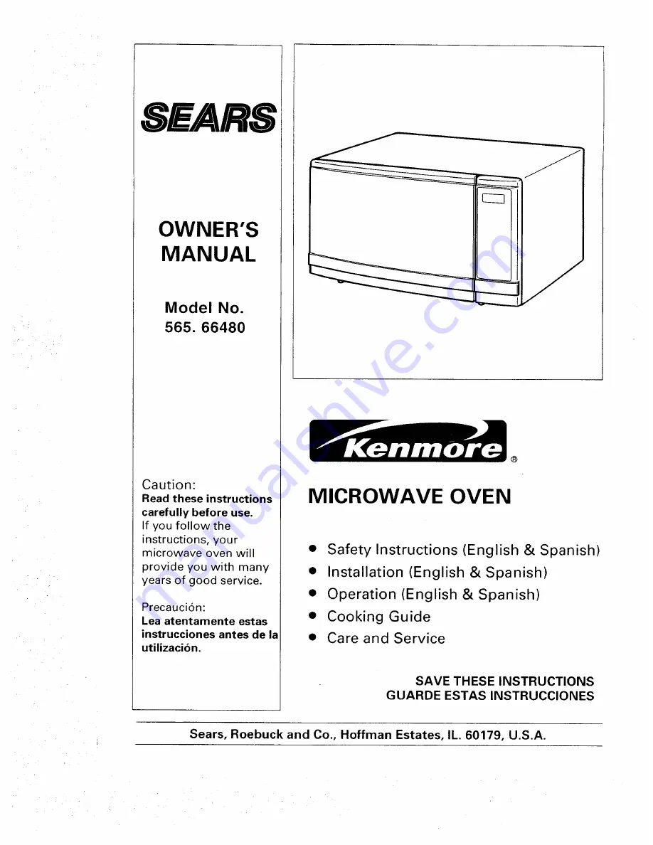 Kenmore 565. 66480 Owner'S Manual Download Page 1