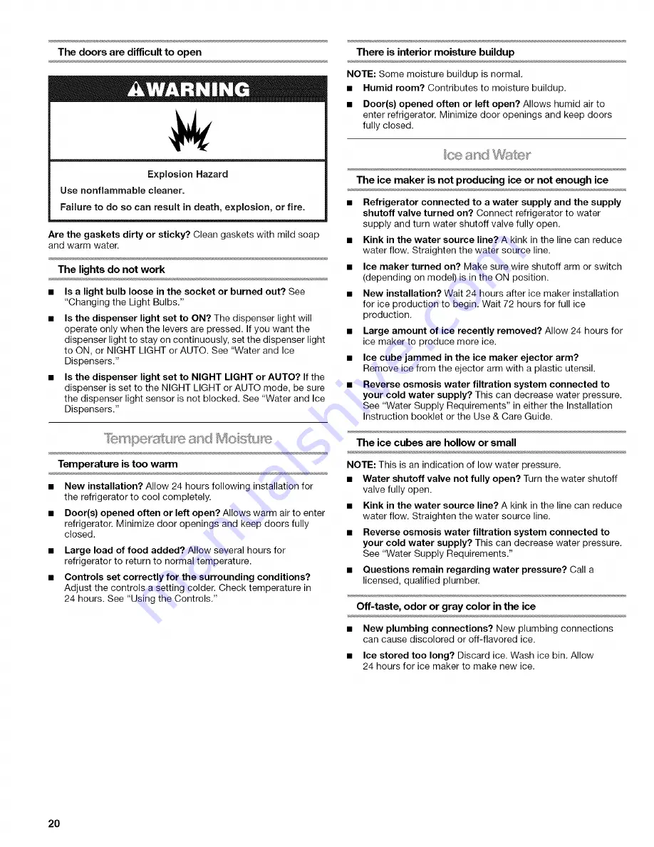 Kenmore 5736 - 25.1 cu. Ft. Refrigerator Use & Care Manual Download Page 20