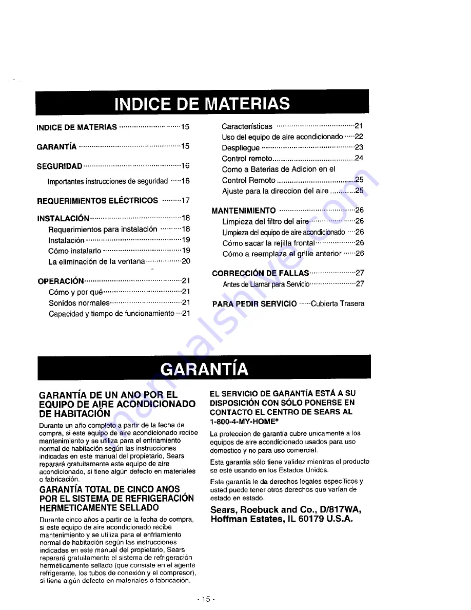 Kenmore 580.720059200 Owner'S Manual Download Page 15