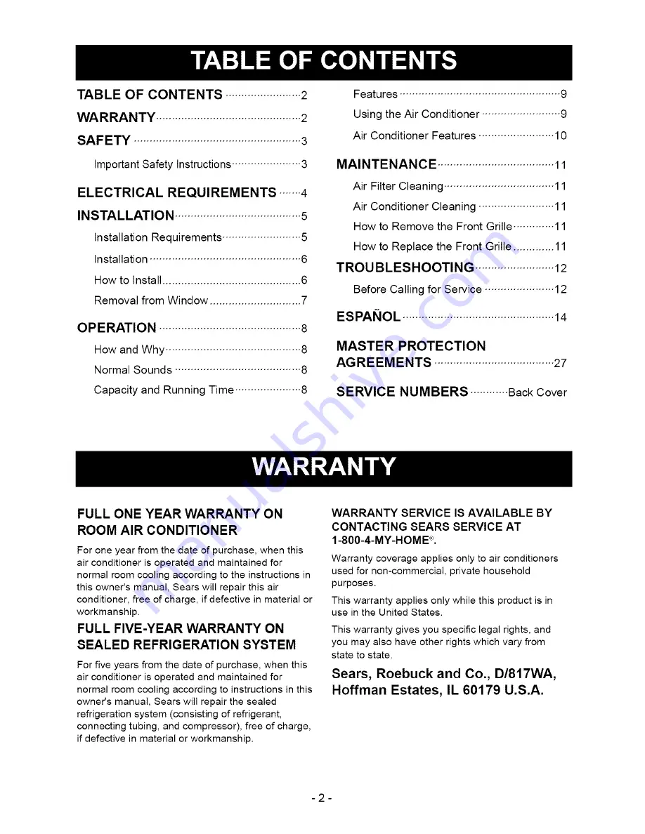 Kenmore 580.74054 Owner'S Manual Download Page 2