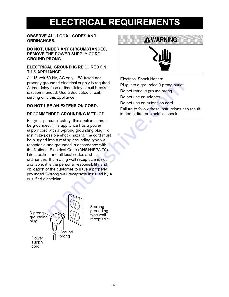 Kenmore 580.74109 Owner'S Manual Download Page 4