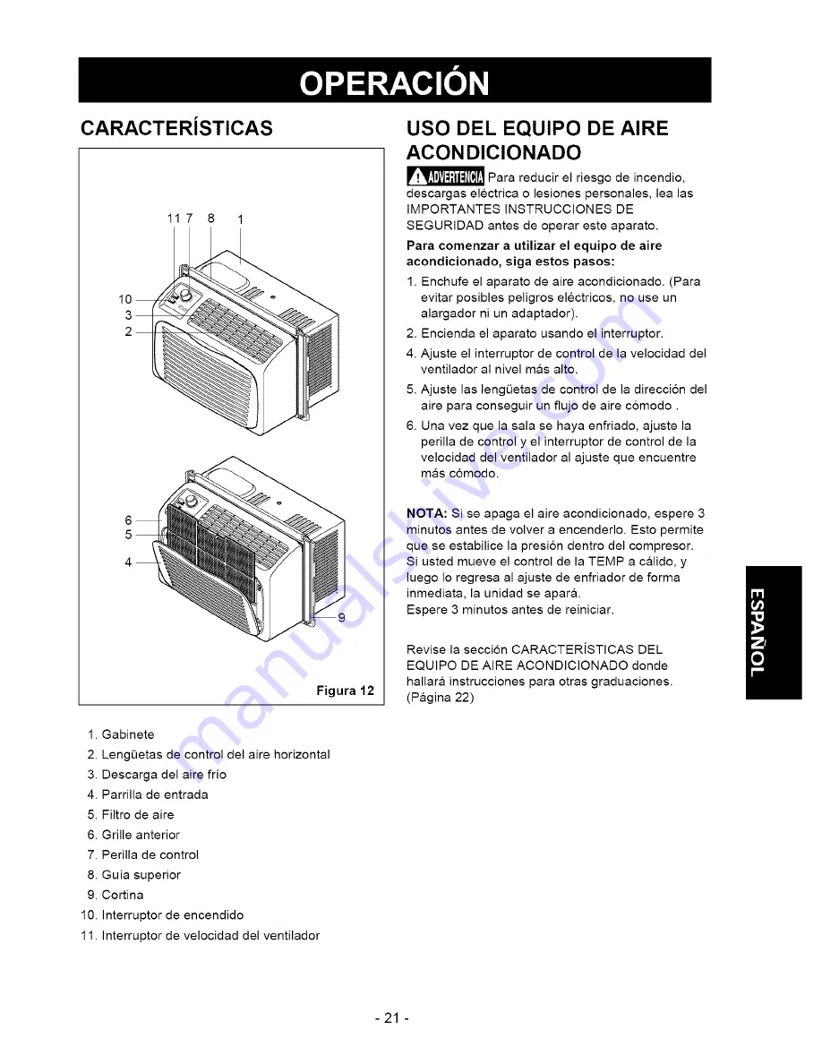 Kenmore 580.75050 Owner'S Manual Download Page 21