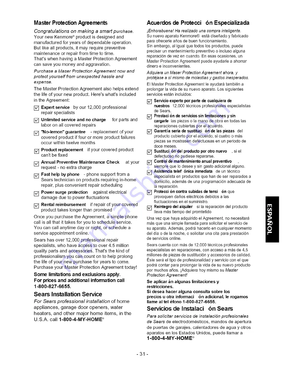 Kenmore 580.75080 Owner'S Manual Download Page 31