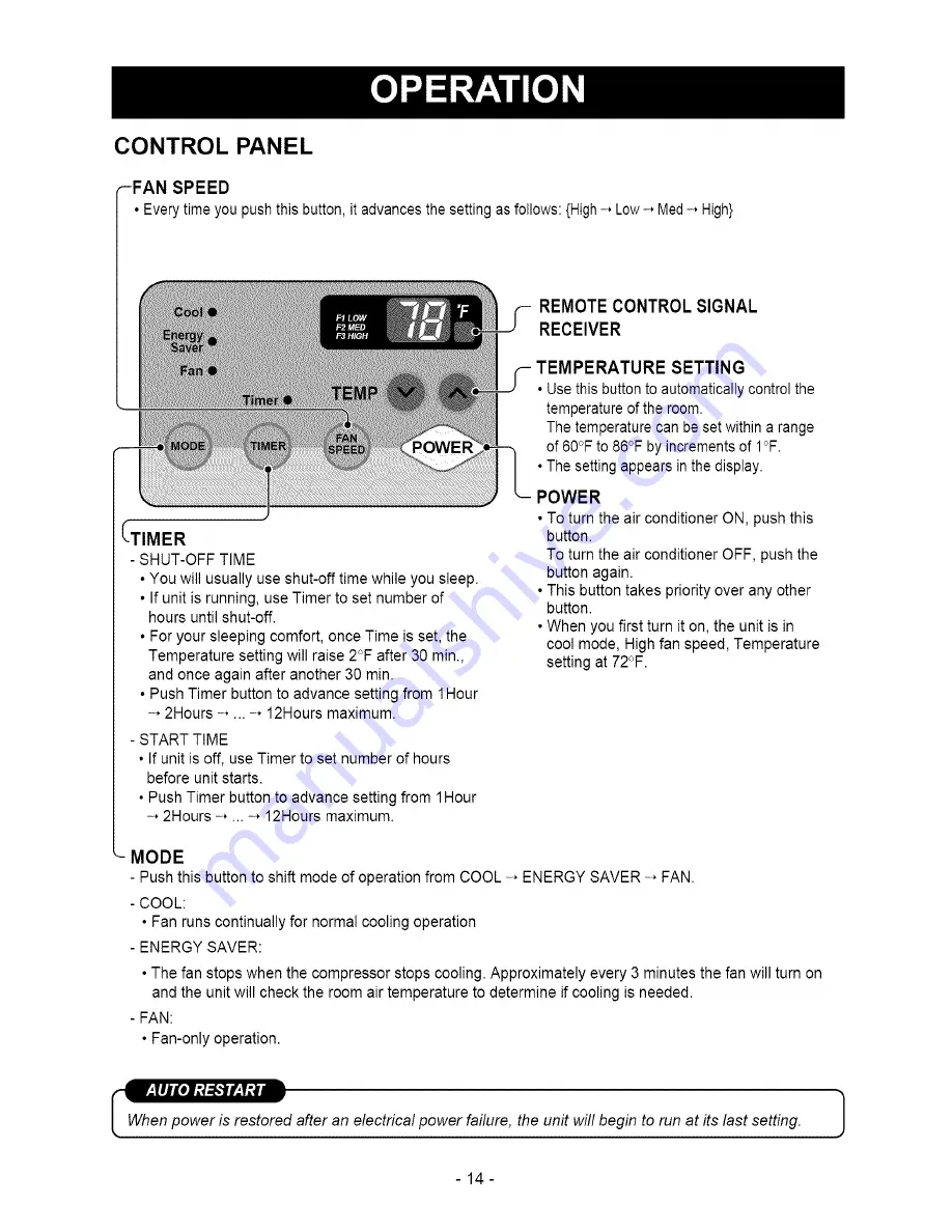 Kenmore 580.76105 Owner'S Manual Download Page 14