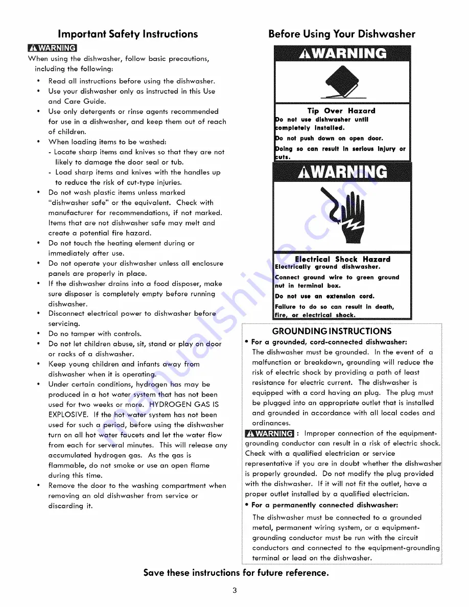 Kenmore 587.1541 Series Use & Care Manual Download Page 3