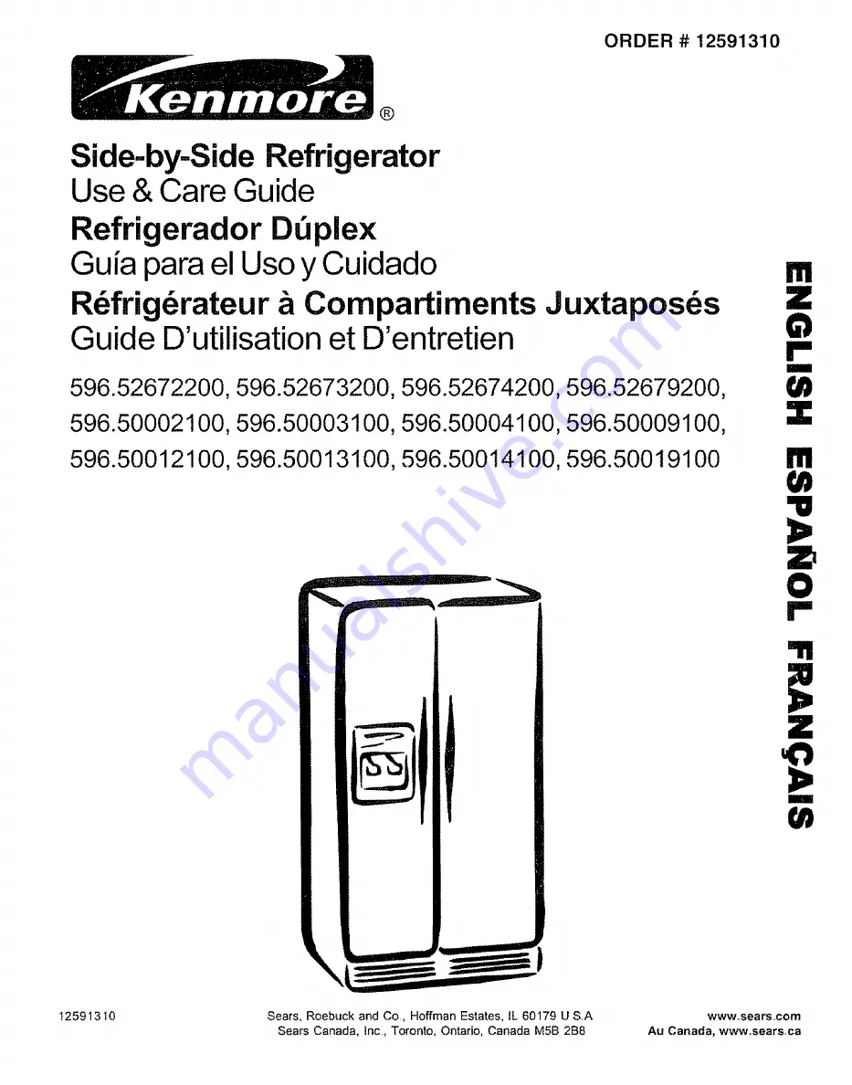 Kenmore 596.500012100 Use & Care Manual Download Page 1