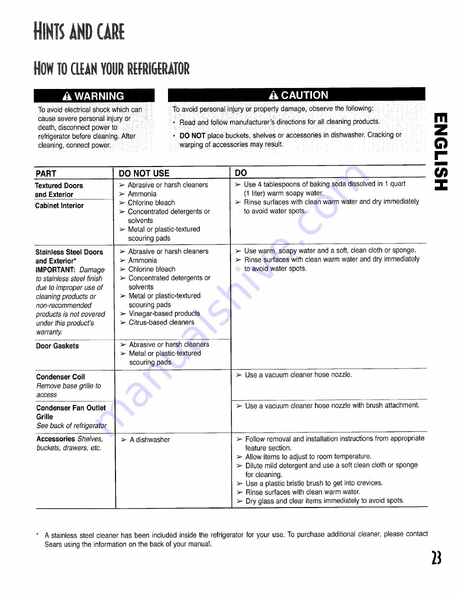 Kenmore 596.500021 Use And Care Manual Download Page 23