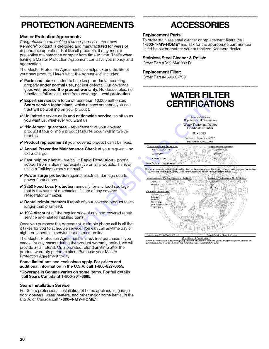 Kenmore 596.7753*601 Series Use & Care Manual Download Page 20