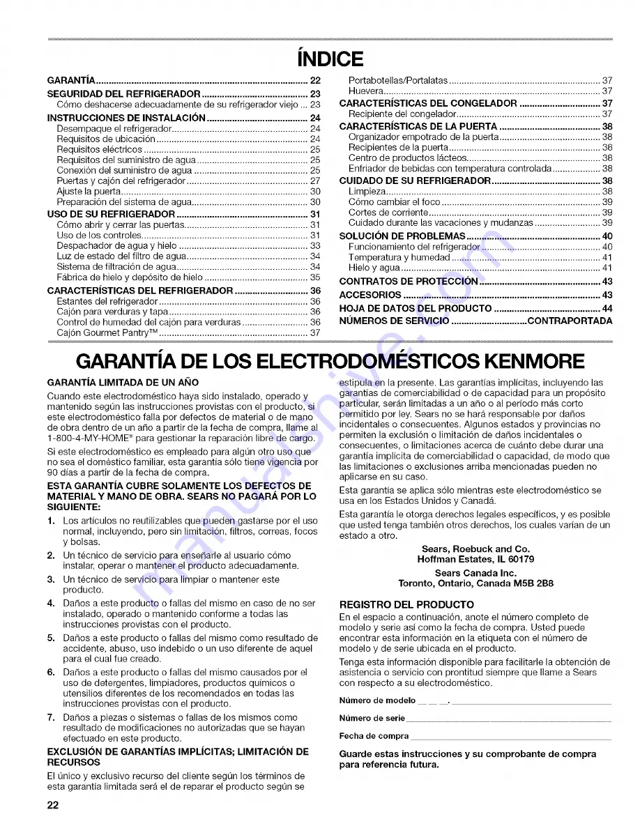 Kenmore 596.7753*601 Series Use & Care Manual Download Page 22