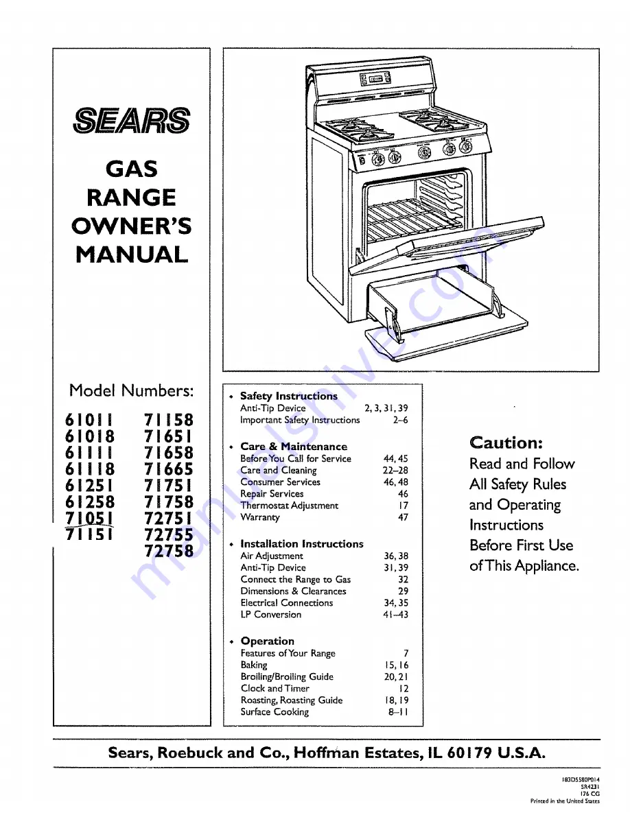 Kenmore 61011 Use Owner'S Manual Download Page 1