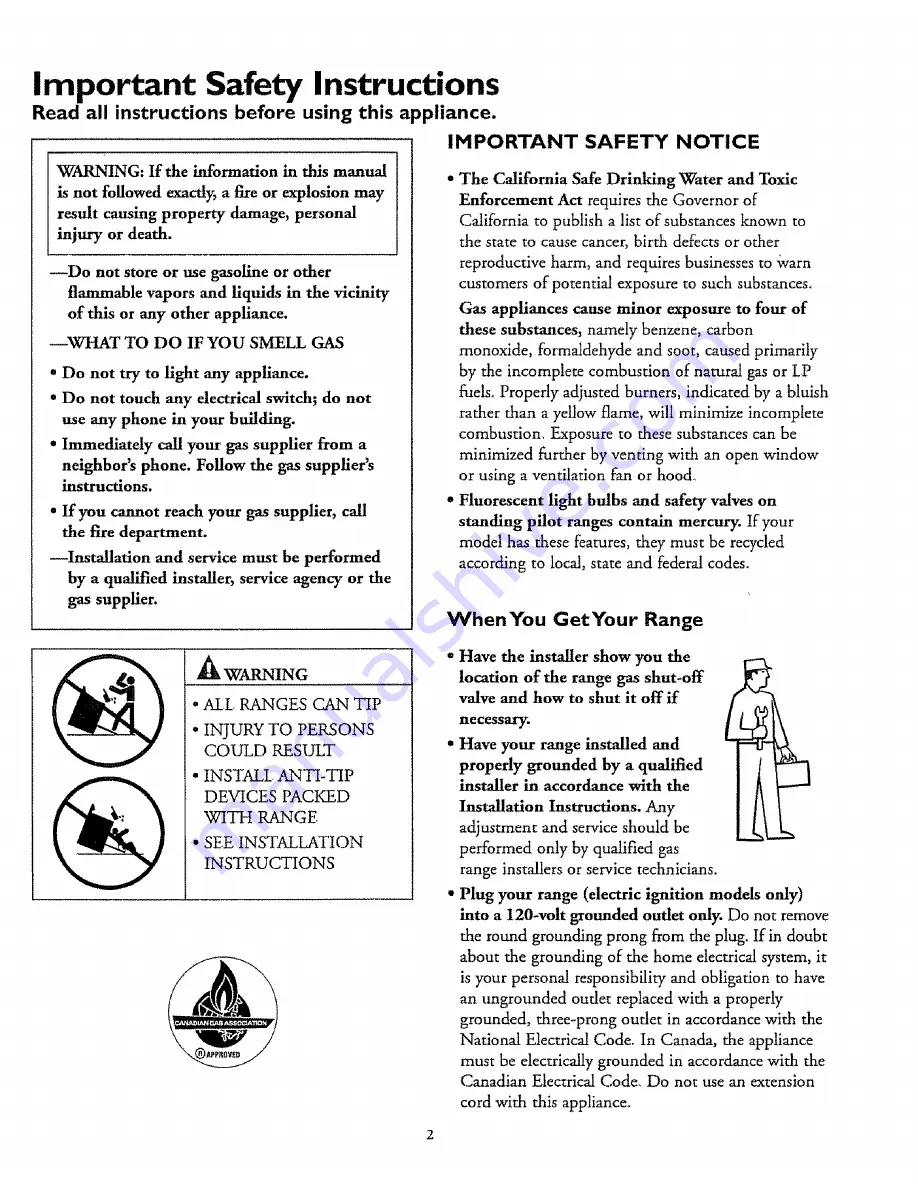 Kenmore 61011 Use Owner'S Manual Download Page 2