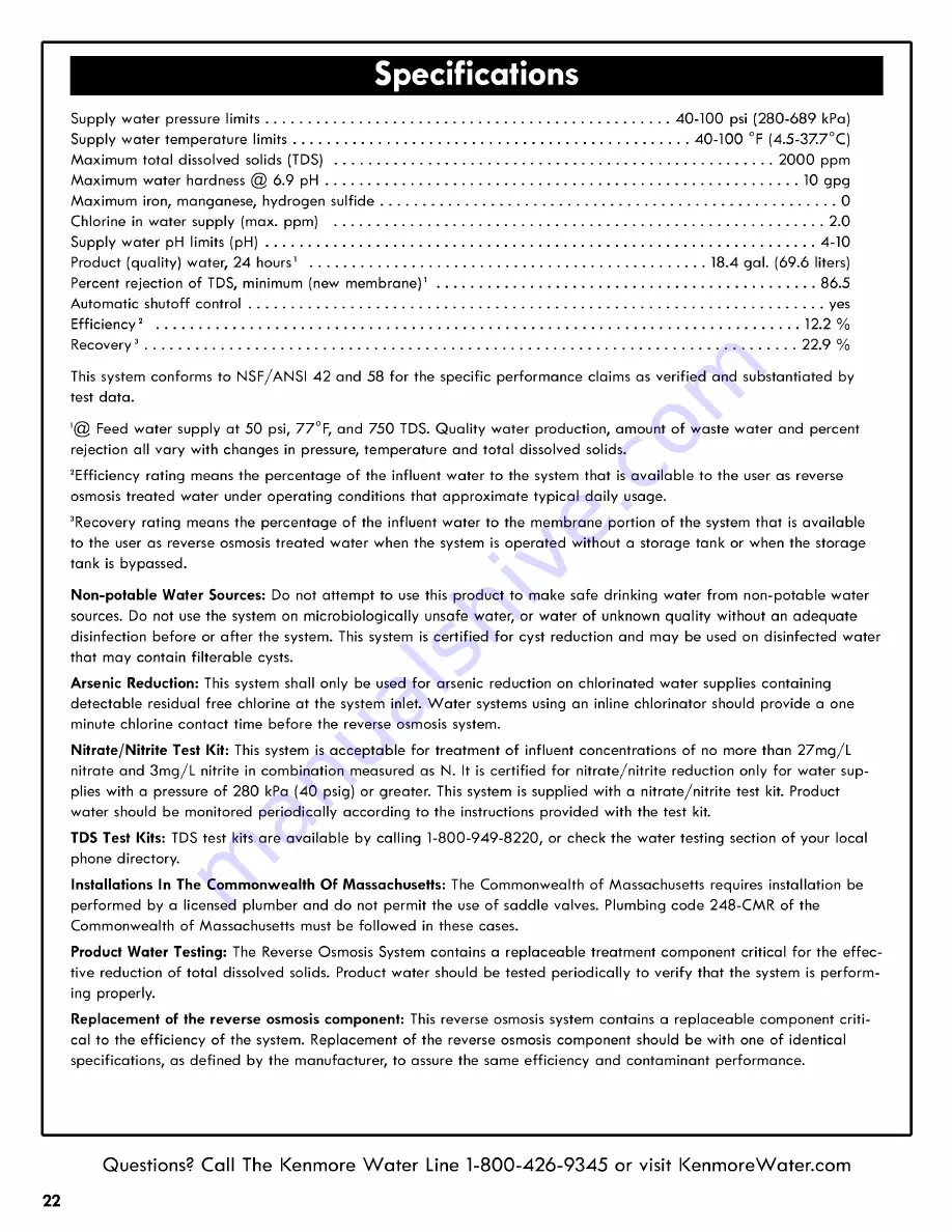 Kenmore 625.381560 Owner'S Manual Download Page 22