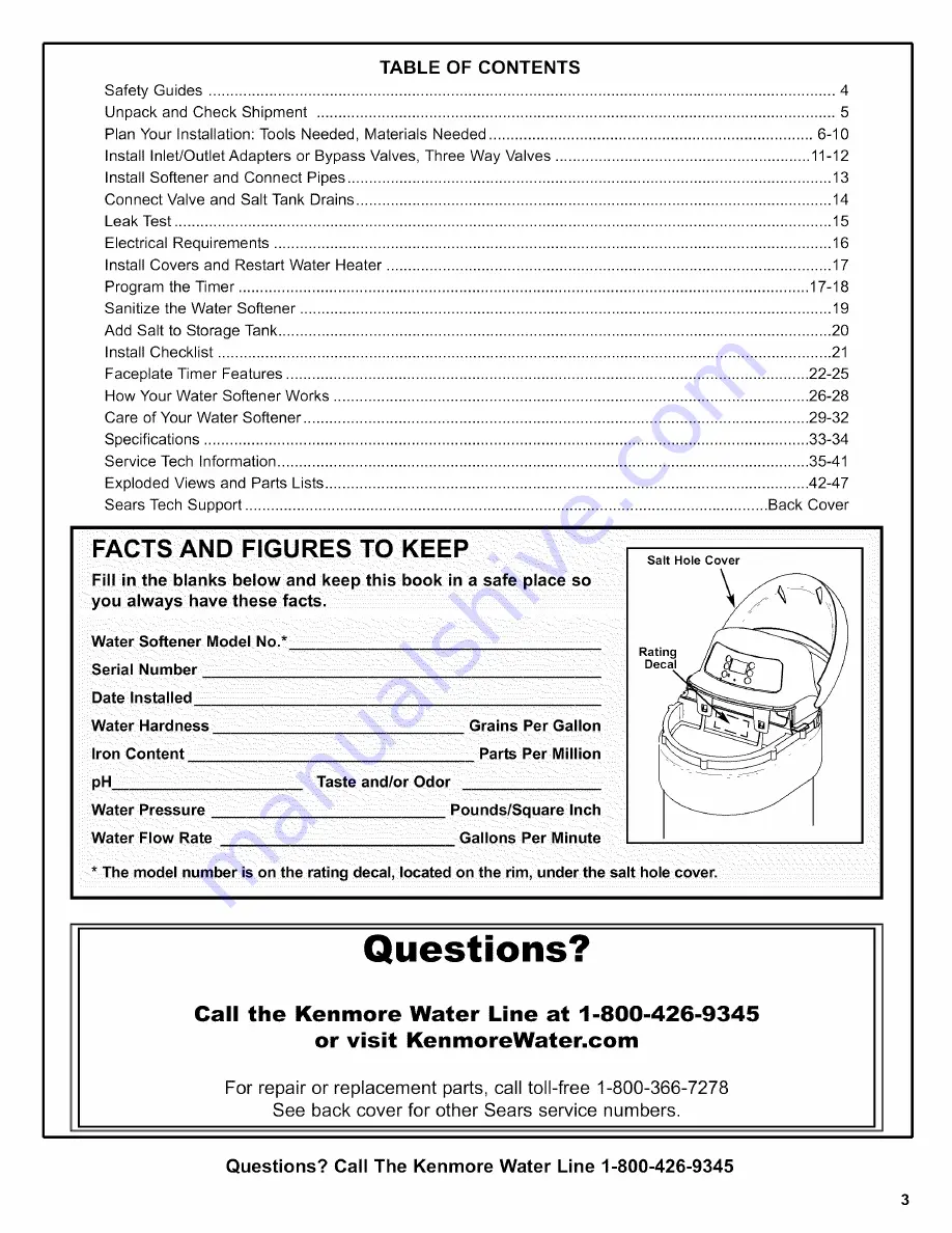 Kenmore 625.38356 Owner'S Manual Download Page 3