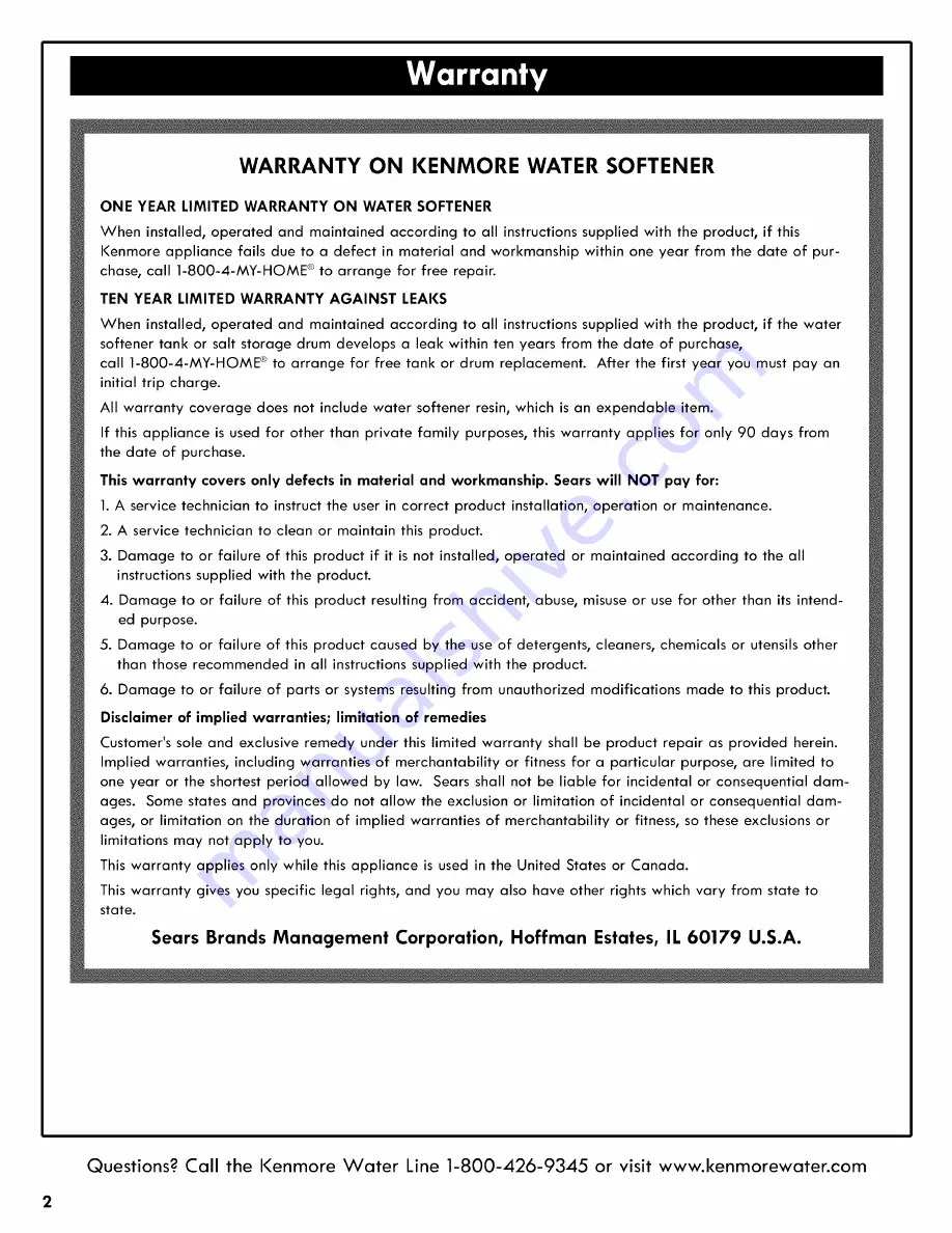 Kenmore 625.384200 Use & Care Manual Download Page 2