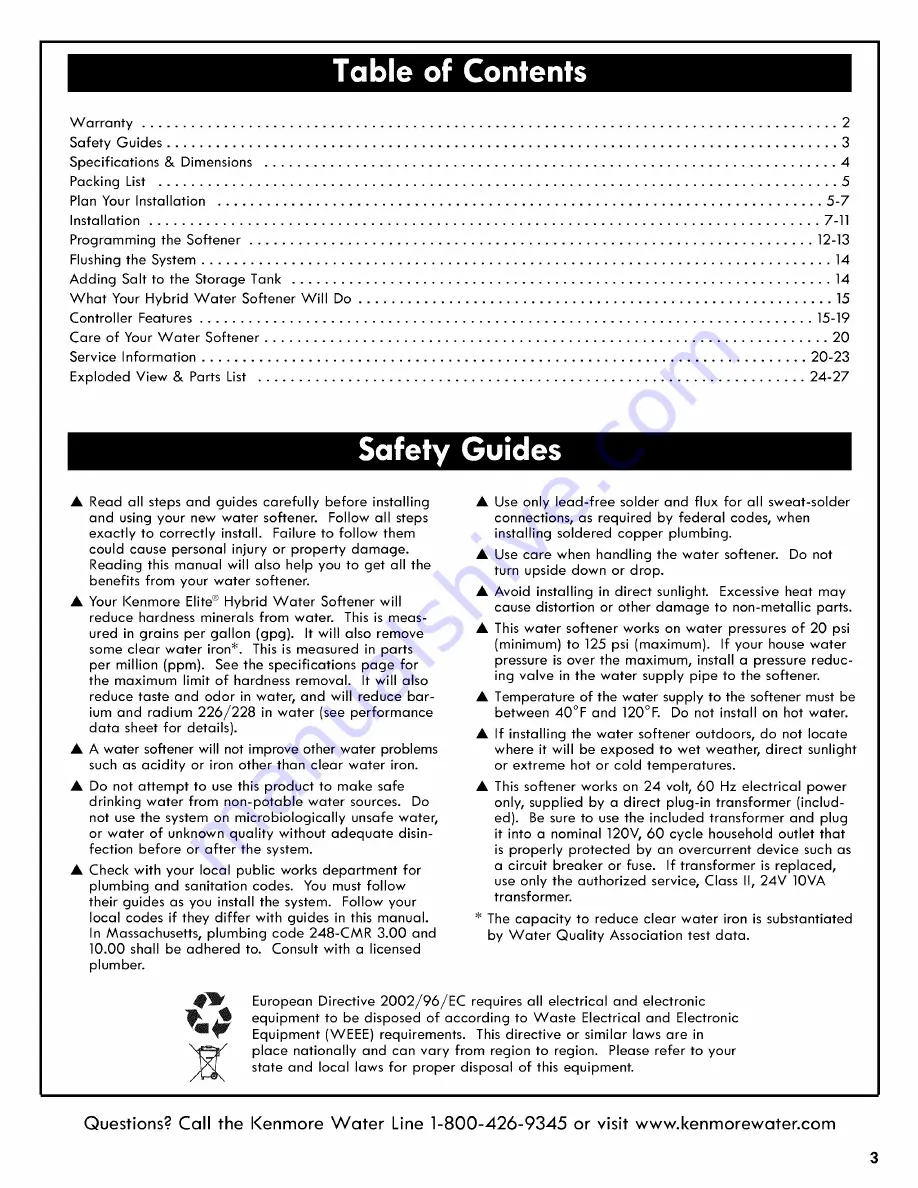 Kenmore 625.385200 Use & Care Manual Download Page 3