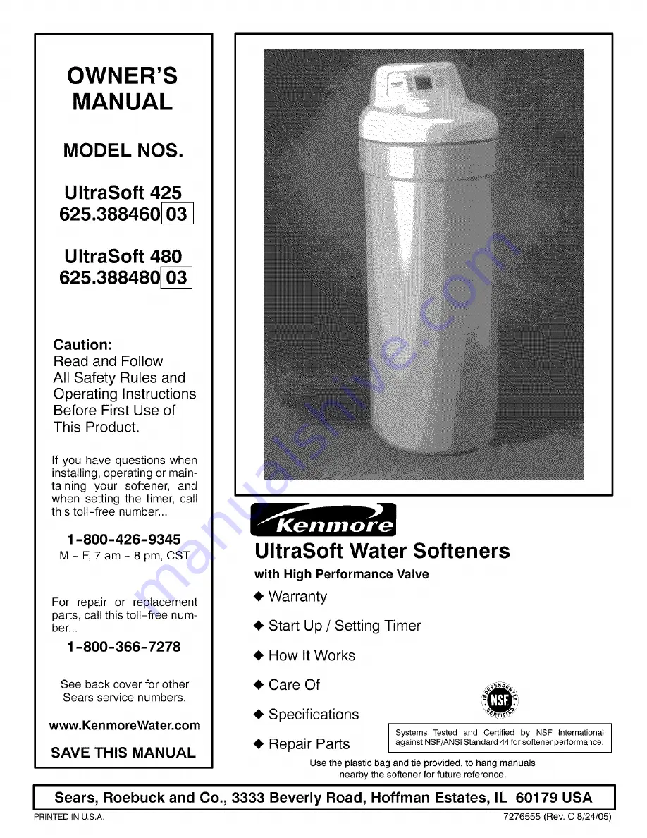 Kenmore 625.38846003 Owner'S Manual Download Page 1