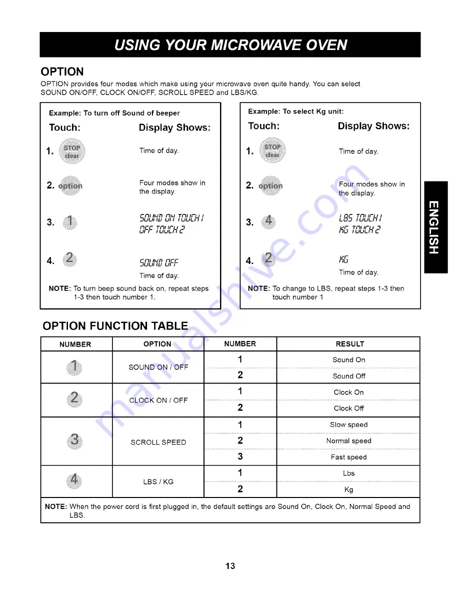 Kenmore 63263 - 1.2 Full Design Microwave Скачать руководство пользователя страница 13