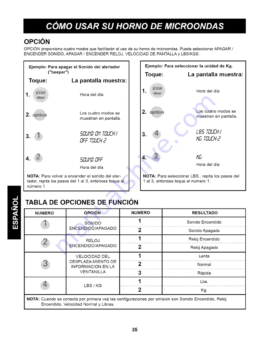 Kenmore 63263 - 1.2 Full Design Microwave Use And Care Manual Download Page 35