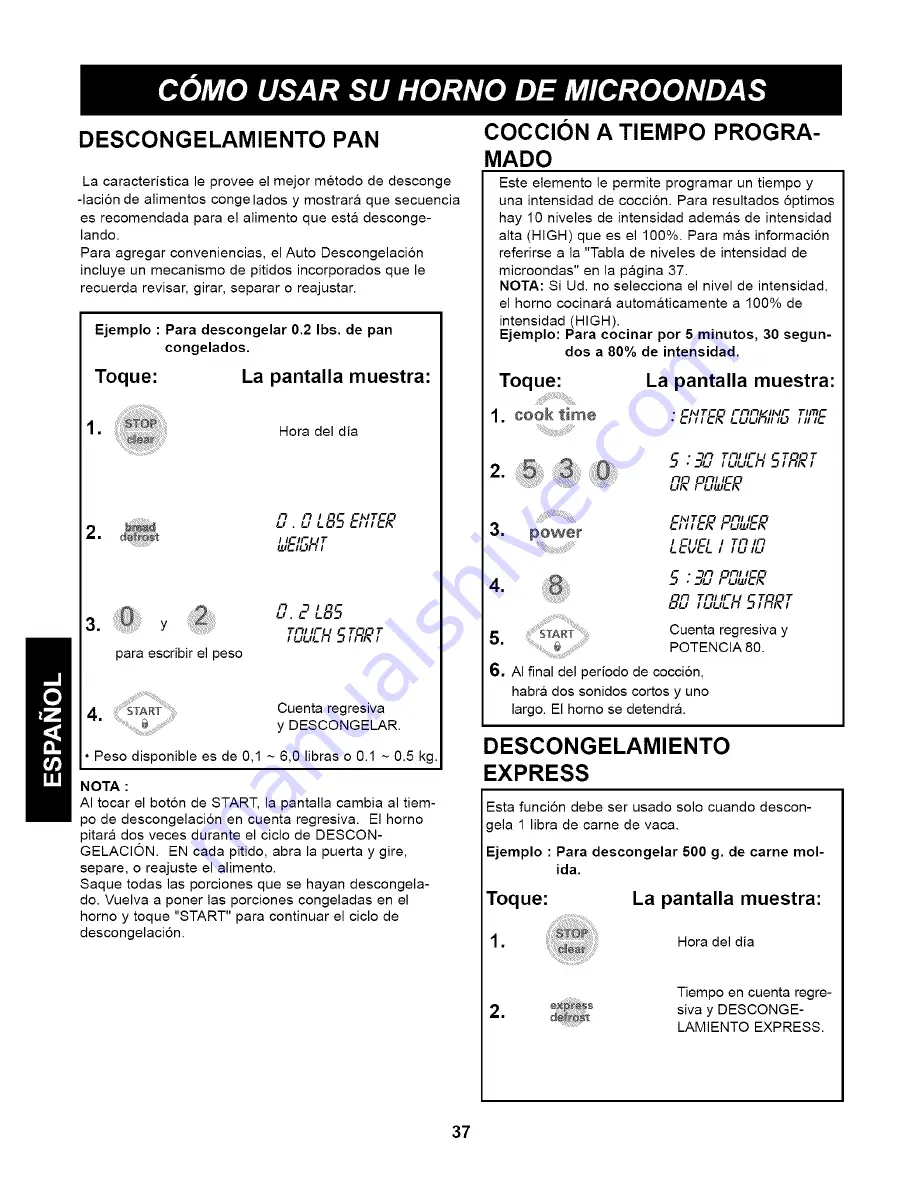 Kenmore 63263 - 1.2 Full Design Microwave Скачать руководство пользователя страница 37