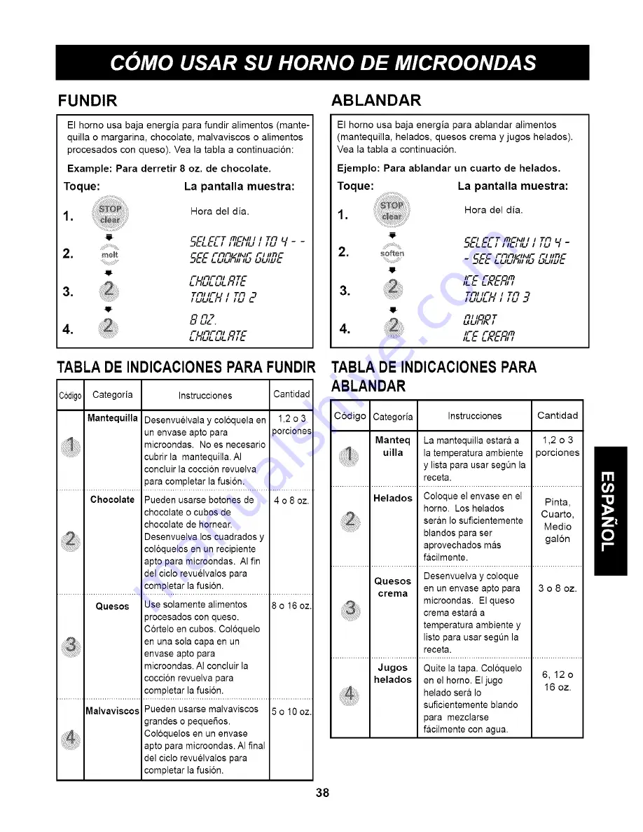 Kenmore 63263 - 1.2 Full Design Microwave Use And Care Manual Download Page 38