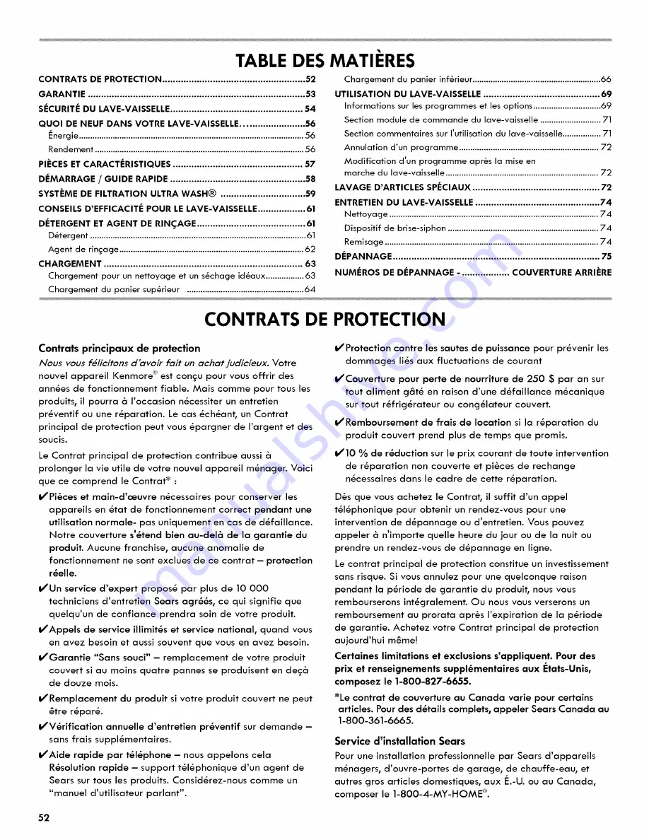 Kenmore 665.1328 Use & Care Manual Download Page 52