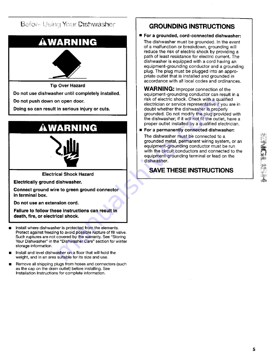 Kenmore 665.15622 Installation Instructions And Use & Care Manual Download Page 5