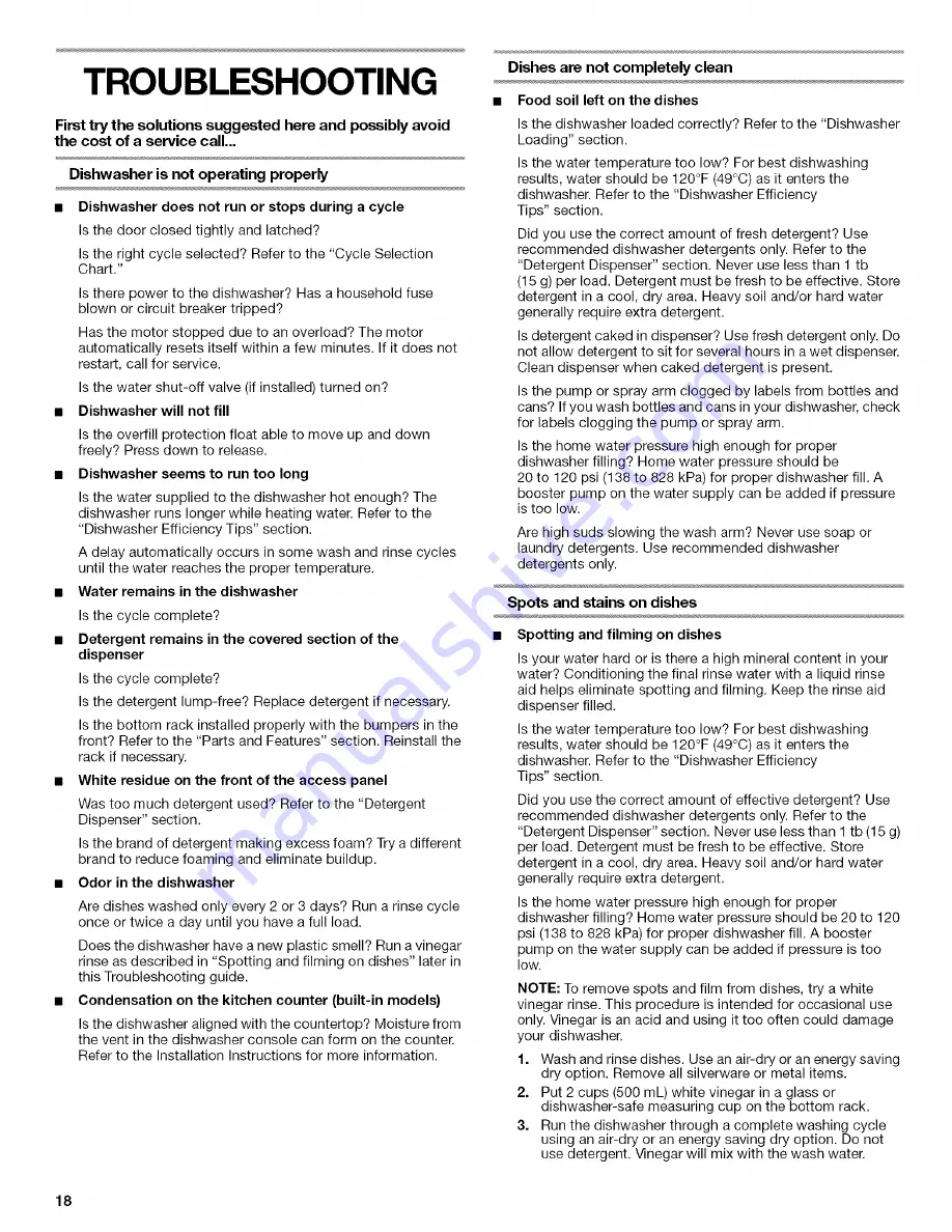 Kenmore 665.15894 Use And Care Manual Download Page 18