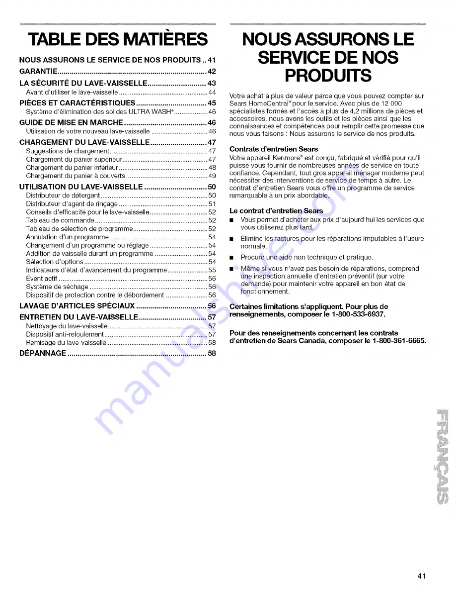 Kenmore 665.15894 Use And Care Manual Download Page 41