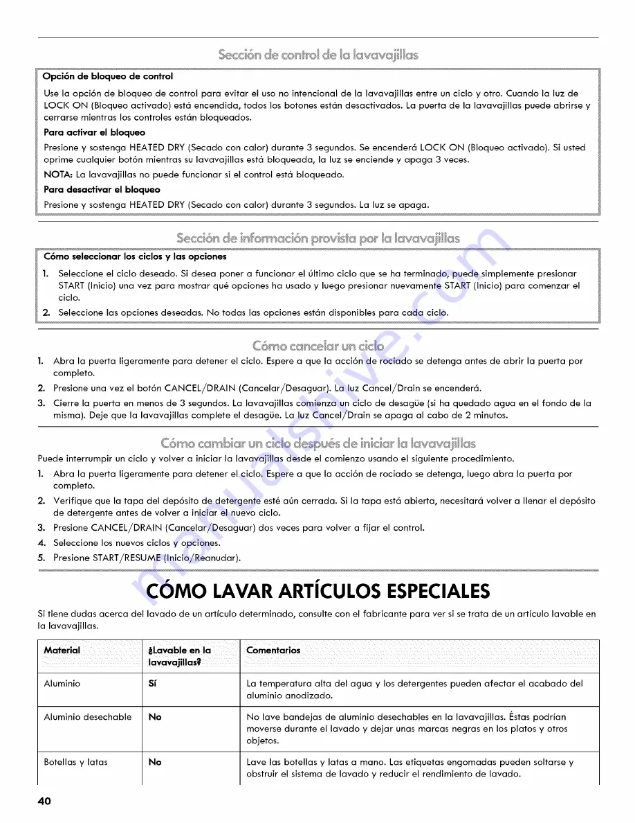 Kenmore 665.1715 Use & Care Manual Download Page 40