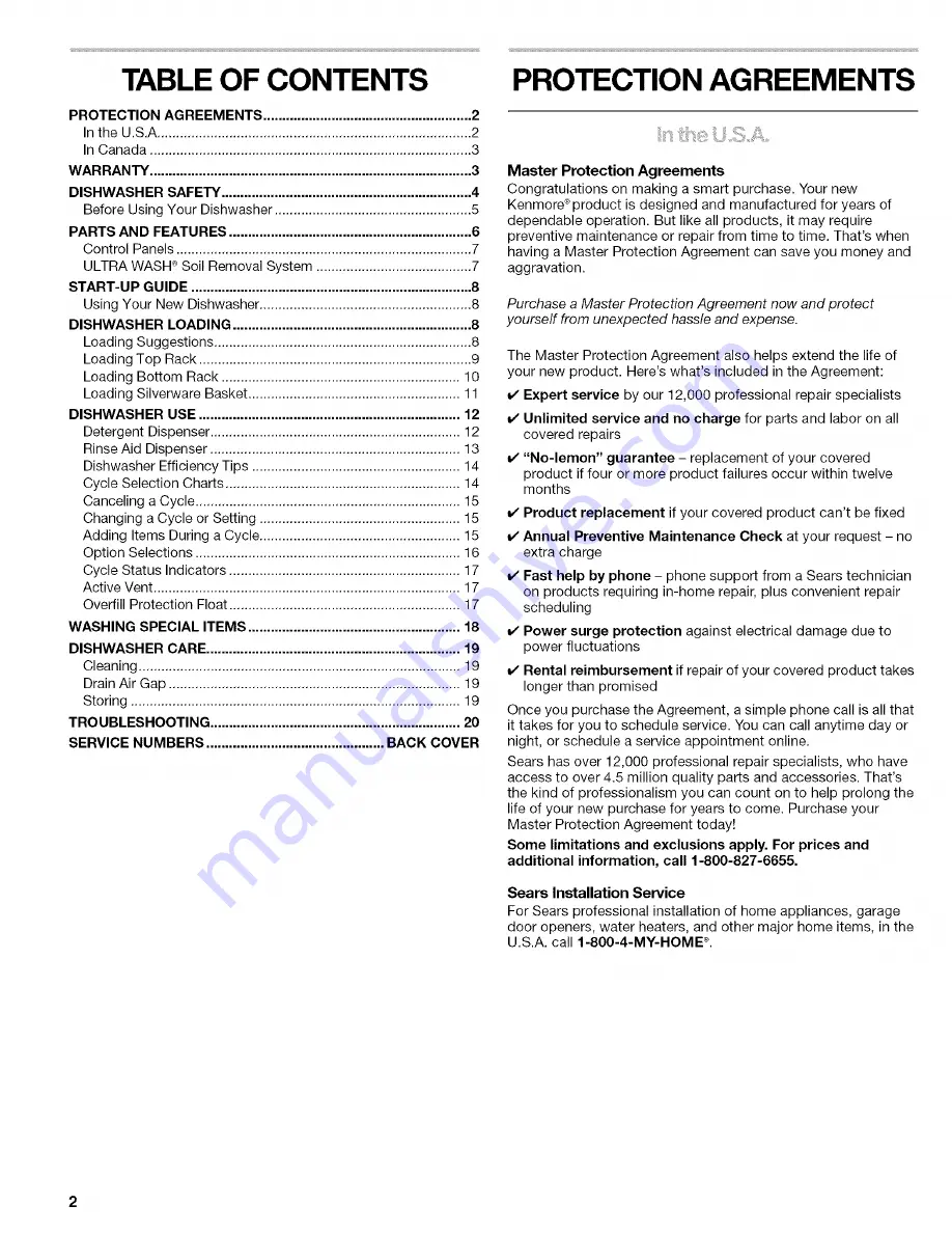 Kenmore 665.1727 Use And Care Manual Download Page 2