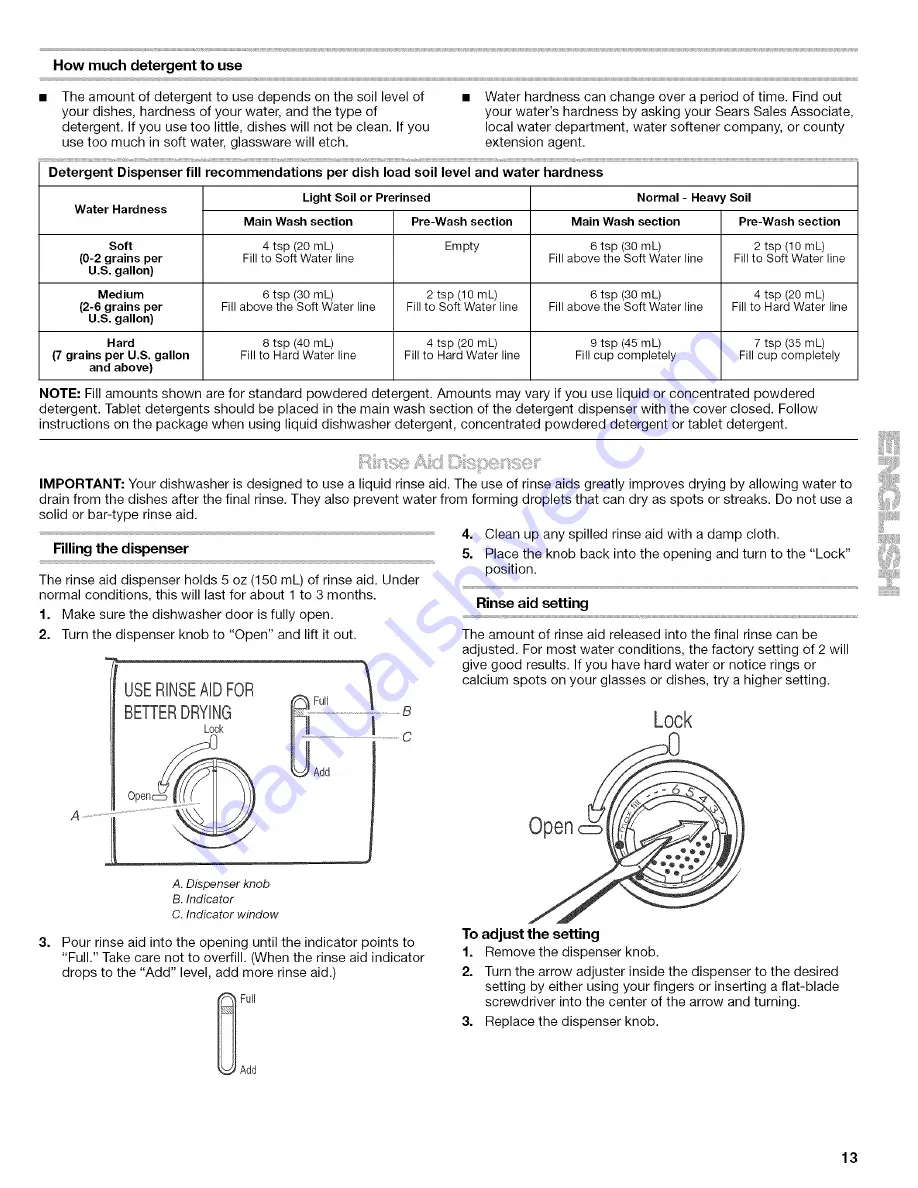 Kenmore 665.1727 Use And Care Manual Download Page 13