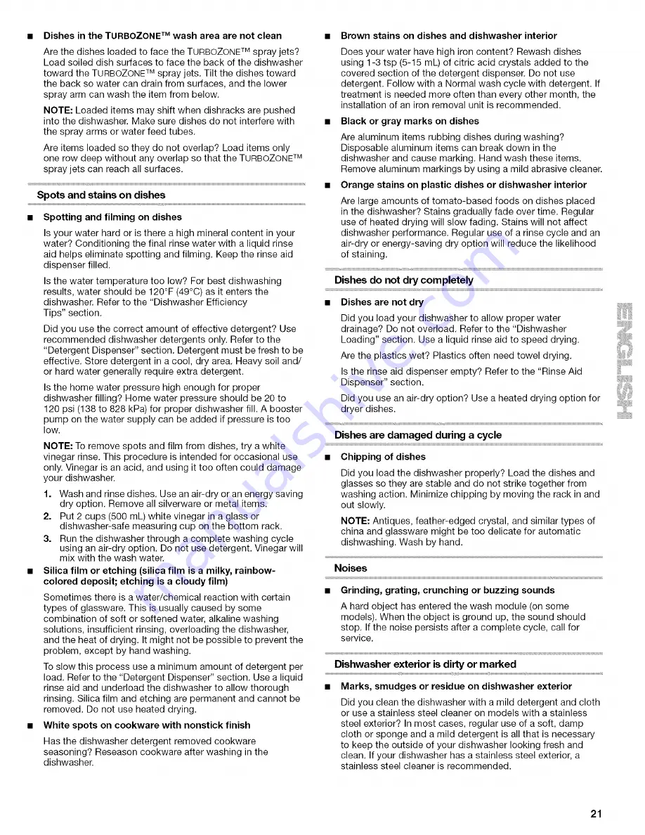 Kenmore 665.1727 Use And Care Manual Download Page 21