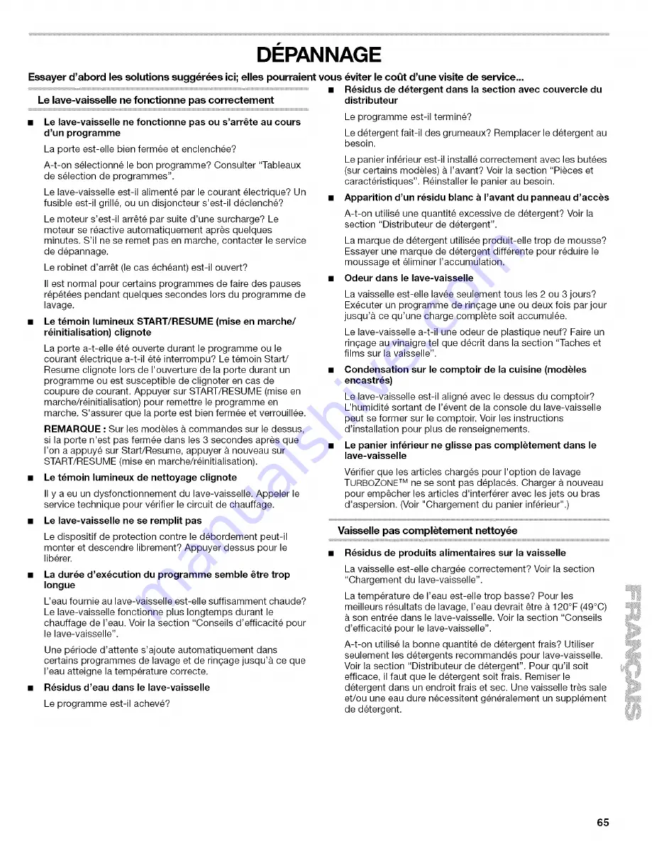 Kenmore 665.1727 Use And Care Manual Download Page 65