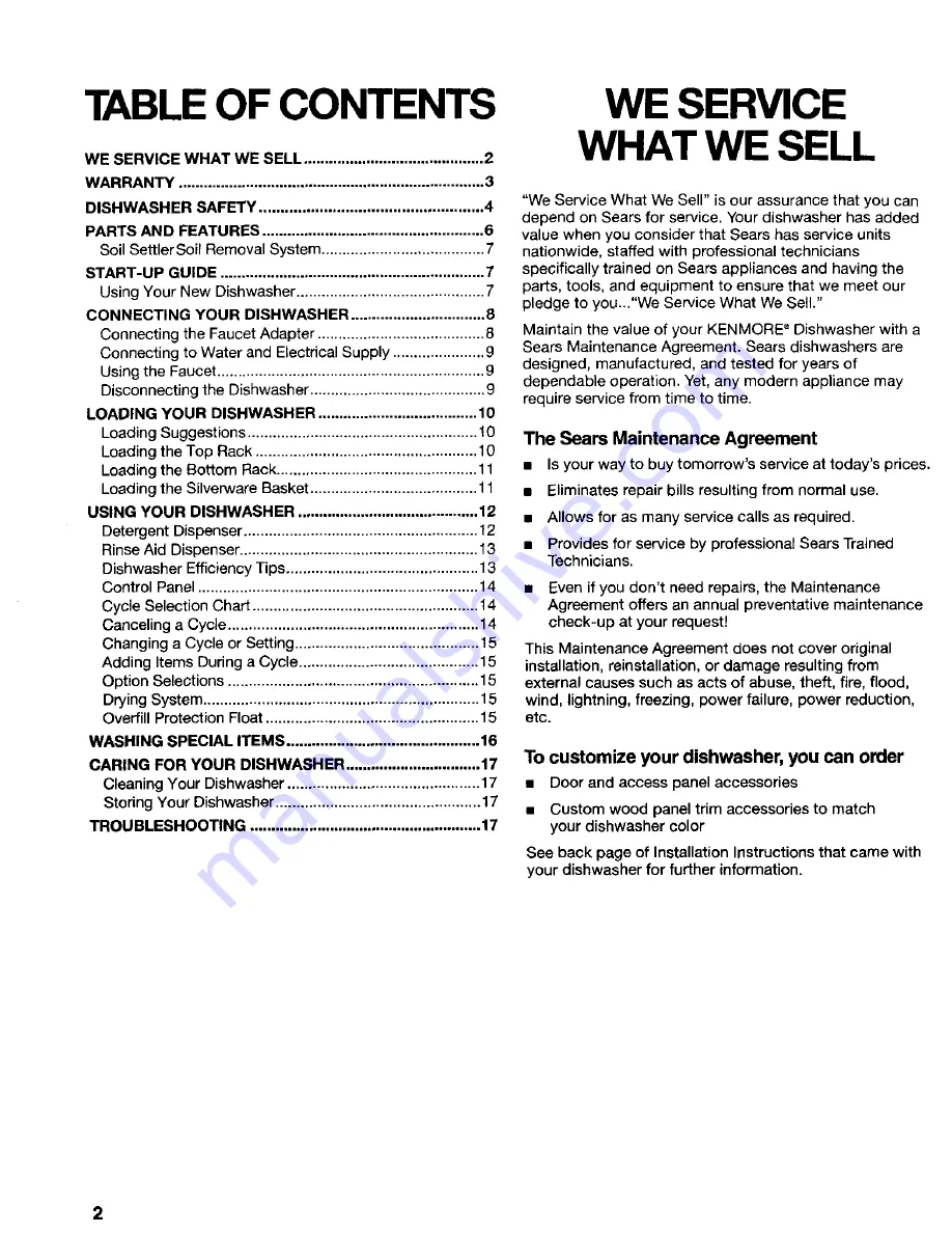 Kenmore 665.17422 User Manual Download Page 2