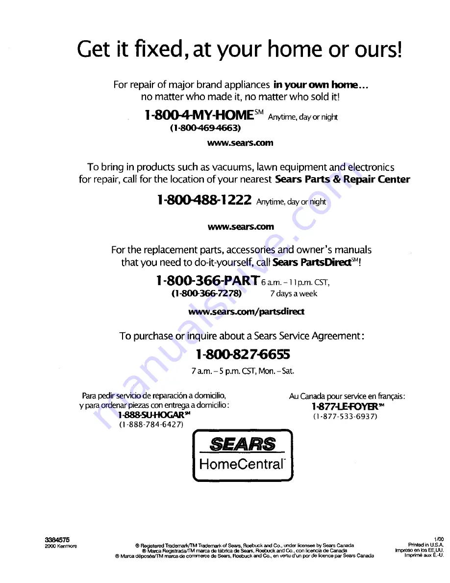 Kenmore 665.17422 User Manual Download Page 20