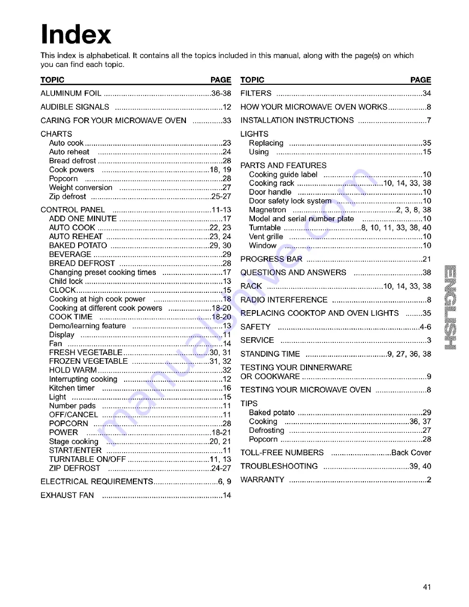 Kenmore 665.60639 Use & Care Manual Download Page 41