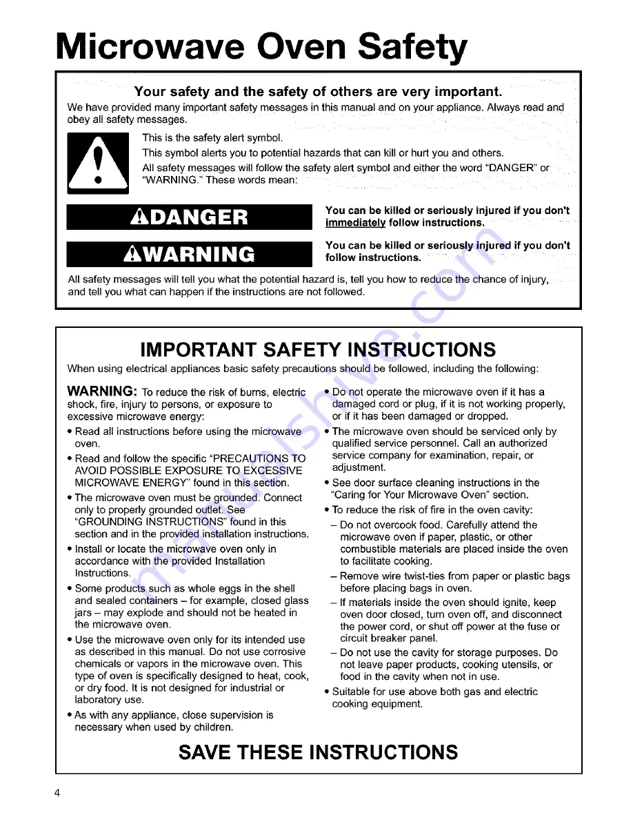 Kenmore 665.61609 Use And Care Manual Download Page 4