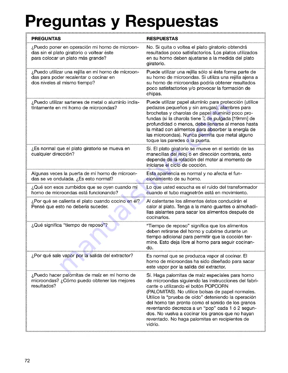 Kenmore 665.61609 Use And Care Manual Download Page 72