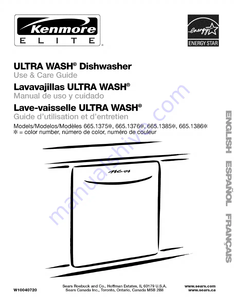 Kenmore 66513 Use And Care Manual Download Page 1