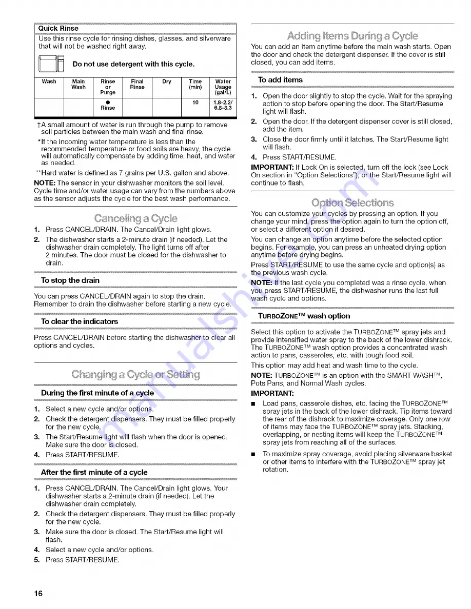 Kenmore 66513 Use And Care Manual Download Page 16