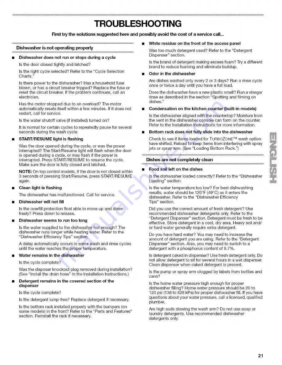 Kenmore 66513 Use And Care Manual Download Page 21