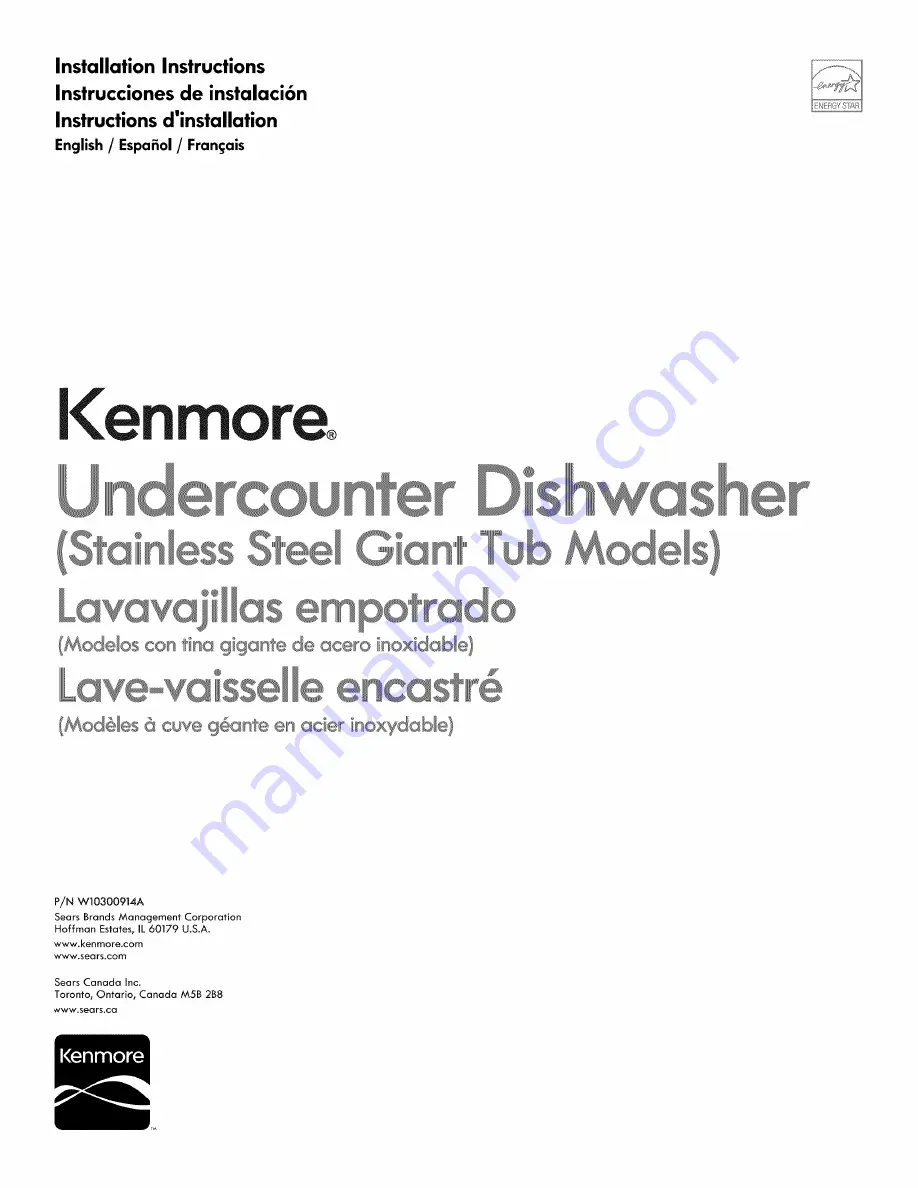 Kenmore 66513966K010 Installation Instructions Manual Download Page 1