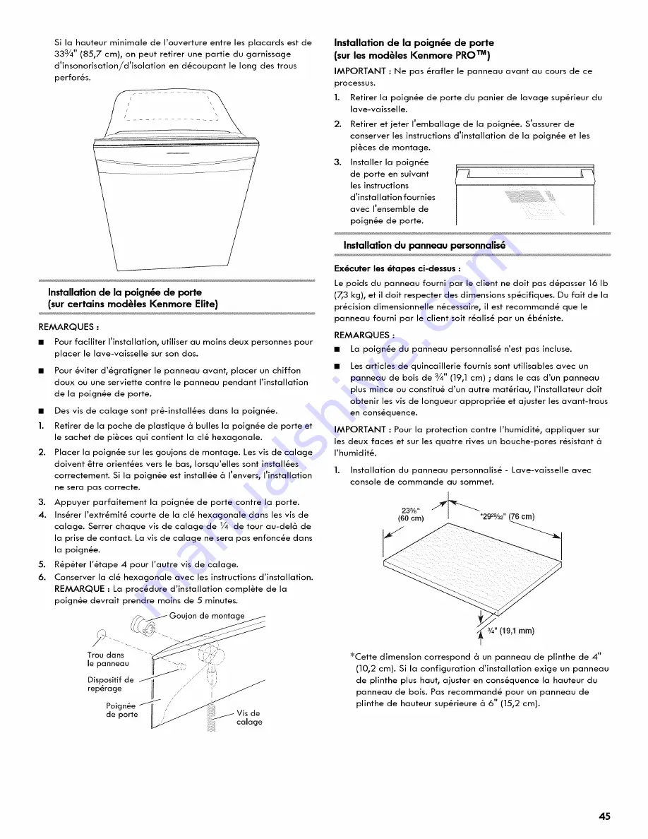 Kenmore 66513966K010 Installation Instructions Manual Download Page 45